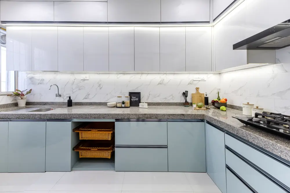 Best Modular Kitchen Design in Pune | Starting ₹1.8L Modular Kitchen Designers in Pune - Modern L-shaped kitchen design by Citi Design Studio